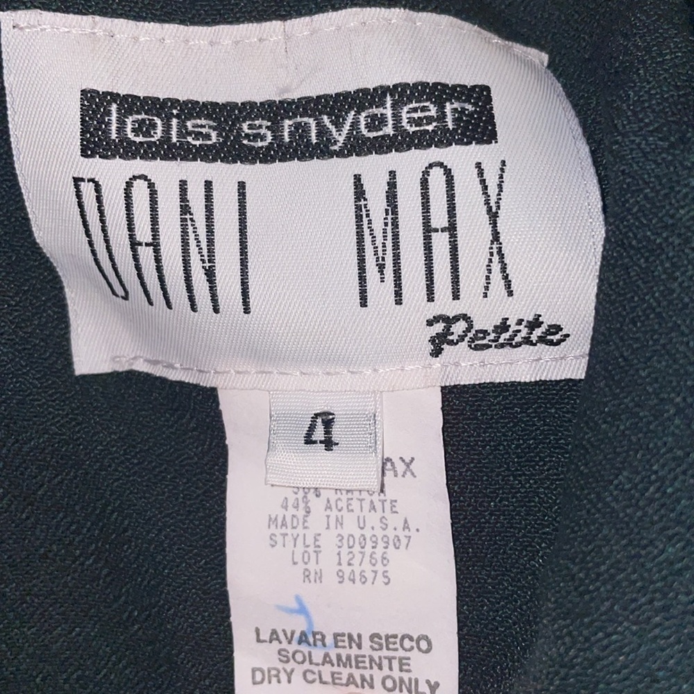 Vintage- Lois Snyder Dani Max petite dress size 4 Hunter Green - Picture 7 of 8